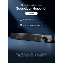 Adalı Store Mikado MD-69S Siyah 3WX2 LED Işıklı Multimedia Soundbar