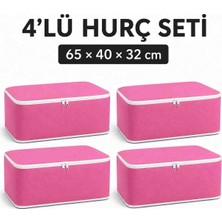 Melisa Tekstil 4'lü Yastık ve Çok Amaçlı Saklama Hurcu Seti 65 x 40 x 32 cm Pembe – Düzenleyici Organizer