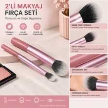 Haneliya 2’li Makyaj Fırçası Seti Pembe – Büyük Yüz Fırçası ve Detay Fırçası