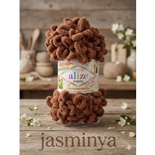 Alize Puffy 5 Adet  222 Kahve El Örgü Ipliği Battaniye ve Bebek Örgüleri Atkı Bere 100 Gr.lık 5 Adet