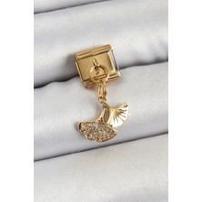 316L Çelik Sallantılı Zirkon Taşlı Balık Kuyruğu Model Gold Renk Charm