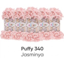 Alize Puffy 5’li Paket  No 340 El Örgü Ipi Şişsiz Panduf Battaniye Atkı Hırka Paspas Çanta Hobi
