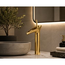 Titanium Design Tulumba Gold Çanak Şelale Lavabo Bataryası