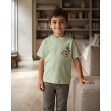 Tuffy Erkek Çocuk Yeşil Baskılı Kısa Kollu Tişört Rahat Kalıp
