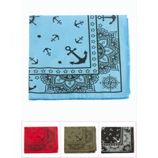 Marsilyan™- Çapa Desenli Keten Bandana 50*50