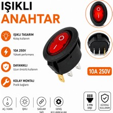 Universal Oval Işıklı Anahtar On-Off 3p