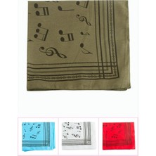 Marsilyan™- Nota Desenli Keten Bandana 50*50