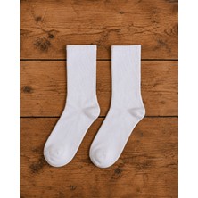 Beyaz Pamuklu Soket Çorap Unisex - Isme Özel Şerit - Hediye Çanta