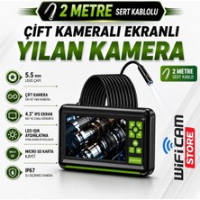 Wificam Çift Kameralı Ekranlı Yılan Kamera 5.5mm Lens 2 Metre Sert Kablo