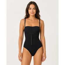 Kadın Siyah Rengi Agraflı Göğüs Açık Body Korse Mery Woman