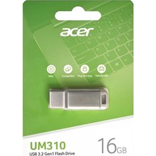 Acer 16GB Usb3.2 UM310-16GB Metal Flash Bellek (105-40 Mb-S) Okuma-Yazma (Kdo)
