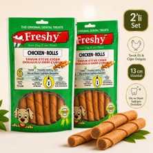 Freshy Chicken Rolls 2'li Set Tavuk Eti ve Ciğer Dolgulu Köpek Çiğneme Ödülü 12 Adet 240 G