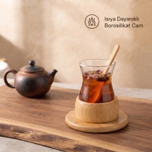 Livenda 18 Parça Bambu Çay Seti - 6 Çay Bardağı - Borosilikat Cam