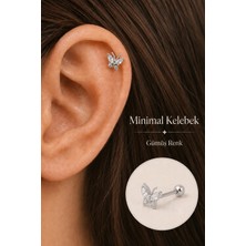 Sacce Scarves & Accessories Gümüş Renkli Kelebek Figürlü Piercing Helix Kıkırdak Conch Lob
