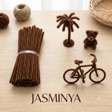Jasminya 20 Adet Kahverengi Şönil Çiçek Dekoratif Süsleme Hobi Etkinlikleri Için Tüylü Tel 30 cm