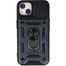 Mey Ithalat® iPhone 14 Kılıf Pars Lens Yüzüklü Silikon - Lacivert