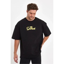 Demir Grup cc Erkek Sırt Baskılı Bisiklet Yaka Oversize T-shirt - Siyah