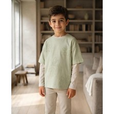 Tuffy Erkek Çocuk Yeşil Nakış Detaylı Rahat Kesim Kısa Kollu Tişört