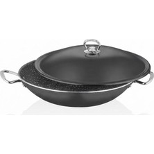 Ulutaş Kapaklı Wok 28 Cm Tava Yanmaz Yapışmaz Granit