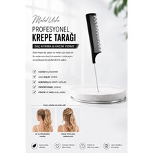 İnvictus Design Invictus Designunisex Profesyonel Kuaför Siyah Metal Uçlu Krepe Tarağı Saç Ayırma ve Şekillendirici Şişli Krepe Tarak Pratik Saç Aksesuar