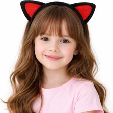 Mey Ithalat® Peluş Kedi Kulak Taç Kırmızı Siyah – Çocuk Parti & Kostüm Tacı