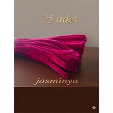 Jasminya 25 Adet Koyu Pembe Fuşya Şönil Çiçek Dekoratif Süsleme Hobi Etkinlikleri Için Tüylü Tel 30 cm