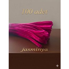 Jasminya 100 Adet Koyu Pembe Fuşya Şönil Çiçek Dekoratif Süsleme Hobi Etkinlikleri Için Tüylü Tel 30 cm