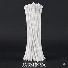 Jasminya 25 Adet Beyaz Renk Şönil, Eğitici Şönil, Tüylü Tel Esnek Elişi Malzemesi 30CM