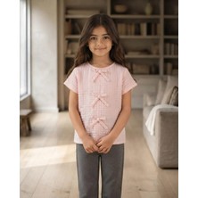 Tuffy Açık Pembe – Kız Çocuk Fiyonk Detaylı Açık Sarı Kısa Kollu T-Shirt