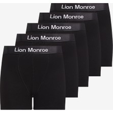 Lion Monroe Erkek Premium Saf Pamuklu Siyah 5'li Esnek Boxer Paketi Hediye Kutulu - QUİTE BLACK