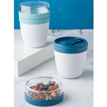 Ayrex 2'li Set Taşınabilir Kaşıklı Yoğurt Kabı - 700 ml Pratik Yemek Saklama ve Müsli Kabı