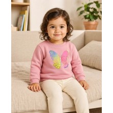 Tuffy Pembe – Bisküvi Renkli Bebek Sweatshirt Çeşitli Yaşlar Kelebek Baskılı Rahat Model