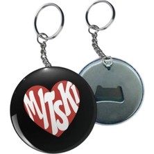 Ayrex Ms Major Selection Mitski Siyah Bordo Kalpli Y2K Stil Logo Açacaklı Anahtarlık