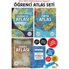 Parodi Yayınları Öğrenci Atlas Seti - Coğrafya Atlası - Orta Atlas - Tarih Atlası - Türkçe Sözlük, Fener ve 7 Poster Hediyeli