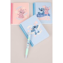 Ayrex Disney Lilo & Stitch Spiralli A6 80 Yaprak Bloknot, Versatil Uçlu Kalem 0.7 Mm, 2'li Set