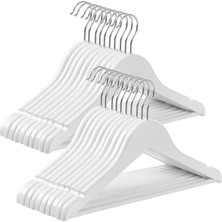 Astera Çocuk Ahşap Askısı 20'li Set - 35CM, Kaymaz Pantolon Askısı, Beyaz