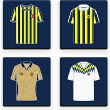 Fenerbahçe Retro Formalar Ahşap Bardak Altlığı (4'lü Set) - Lisanslı Orijinal