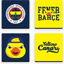 Fenerbahçe Yellow Canary Ahşap Bardak Altlığı (4'lü Set) - Lisanslı Orijinal