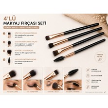 Haneliya 4’lü Makyaj Fırçası Seti Siyah Rose Gold – Kaş, Far, Karıştırma, Kontür ve Allık Fırçası