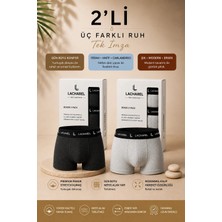 Tarz Yeri Erkek Likralı Pamuklu Nefes Alan Penye Boxer 2'li Paket - Füme & Gri