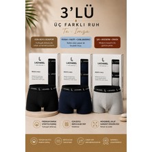 Tarz Yeri Erkek Likralı Pamuklu Nefes Alan Penye Boxer3'lü Paket - Siyah & Gri & Lacivert