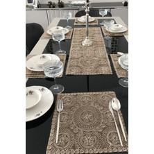 Fransız Dantelli Runner ve Supla Takımı (1 Runner, 6 Supla) Kapuçino
