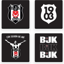 Beşiktaş Çok Sevdik Ahşap Bardak Altlığı (4'lü Set) - Lisanslı Orijinal