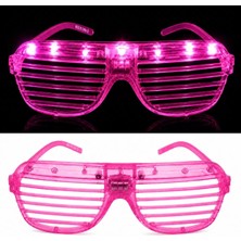 Uslucan Alışveriş LED Işıklı Panjur Parti Gözlüğü Pembe Renk Shutter Gözlük