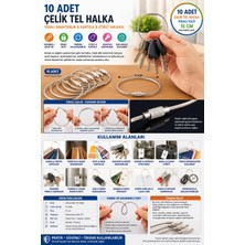 Toyfest Çelik Tel Halka 10 Adet Vidalı Anahtarlık Kartela Numune Etiket Ekipman Bağlantı Halkası Fuar 15 cm