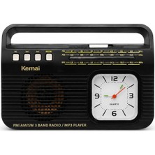 Kemai MD-502BT Analog Saatli Bluetooth Radyo Fm Am Sw USB Tf Kart Aux Şarjlı Taşınabilir Retro Hoparlör