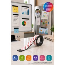 Toyfest Kendinden Yapışkanlı Manyetik Şerit Bant Kesilebilir Magnet Mıknatıs DIY Hobi 100 x 2 x 0,2 cm