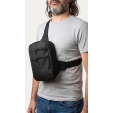 Emre Çanta Dikim Evi Dikey Model 4 Bölmeli Çapraz Göğüs Çantası Geniş Hacimli Body Bag (Logosuz Sade Tasarım)