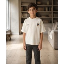 Tuffy Erkek Çocuk Ekru Renk Oversize Kesim Suprem Tişört