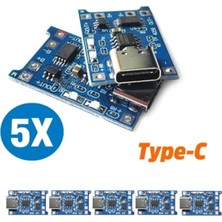 OEM Robodünya TP4056 5 Adet Ters Akım Korumalı TP4056 18650 Type C Lityum Pil Şarj Devresi Type-C; Tpa1